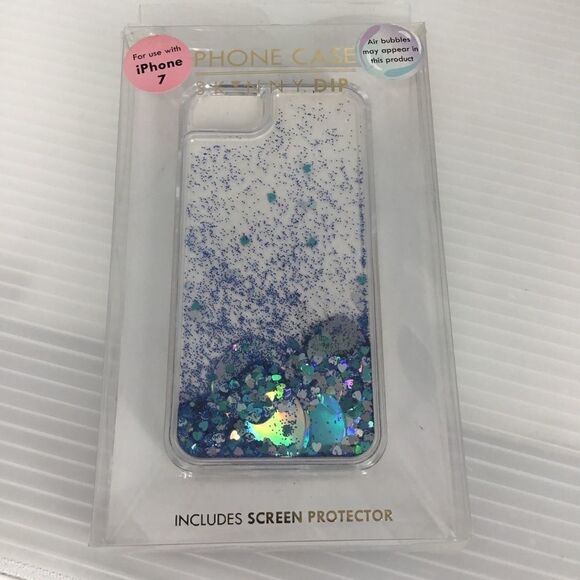Skinny Dip Blue Glitter Heart iPhone 7 Case (H) - Picture 1 of 8